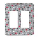 Red & Gray Polka Dots Rocker Style Light Switch Cover - Two Switch