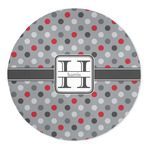 Red & Gray Polka Dots 5' Round Indoor Area Rug (Personalized)