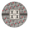 Red & Gray Polka Dots Round Linen Placemats - FRONT (Double Sided)