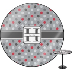Red & Gray Polka Dots Round Table (Personalized)