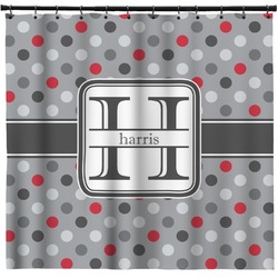 Red & Gray Polka Dots Shower Curtain - Custom Size (Personalized)