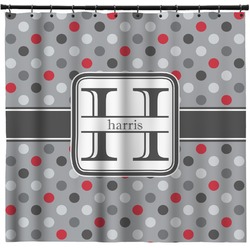 Red & Gray Polka Dots Shower Curtain - 71" x 74" (Personalized)