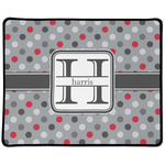 Red & Gray Polka Dots Large Gaming Mouse Pad - 12.5" x 10" (Personalized)