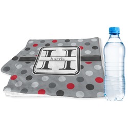 Red & Gray Polka Dots Sports & Fitness Towel (Personalized)