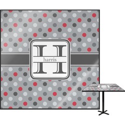 Red & Gray Polka Dots Square Table Top - 30" (Personalized)