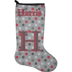 Red & Gray Polka Dots Holiday Stocking - Neoprene (Personalized)