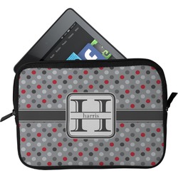 Red & Gray Polka Dots Tablet Case / Sleeve - Small (Personalized)