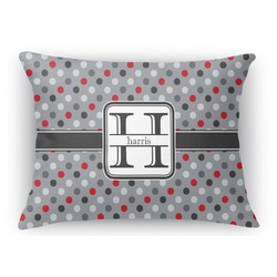 Red & Gray Polka Dots Rectangular Throw Pillow Case - 12"x18" (Personalized)