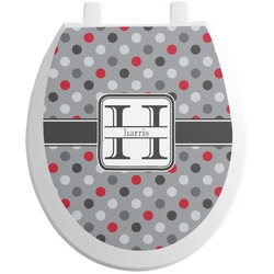 Red & Gray Polka Dots Toilet Seat Decal (Personalized)