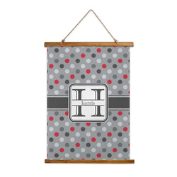 Red & Gray Polka Dots Wall Hanging Tapestry - Tall (Personalized)