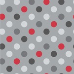 Red & Gray Polka Dots Wallpaper & Surface Covering (Peel & Stick 24"x 24" Sample)