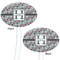 Red & Gray Polka Dots White Plastic 7" Stir Stick - Double Sided - Oval - Front & Back