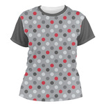 Red & Gray Polka Dots Women's Crew T-Shirt - Medium