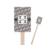 Red & Gray Polka Dots 6.25" Rectangle Wooden Stir Sticks - Single Sided (Personalized)