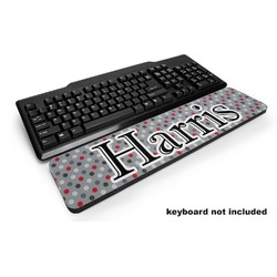 Red & Gray Polka Dots Keyboard Wrist Rest (Personalized)
