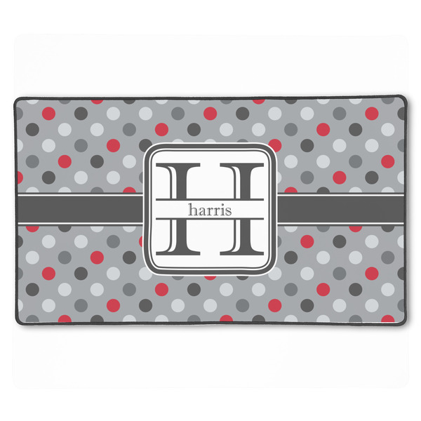 Custom Red & Gray Polka Dots XXL Gaming Mouse Pad - 24" x 14" (Personalized)