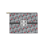 Red & Gray Polka Dots Zipper Pouch - Small - 8.5"x6" (Personalized)