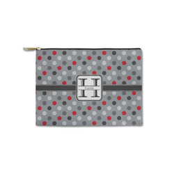 Red & Gray Polka Dots Zipper Pouch - Small - 8.5"x6" (Personalized)
