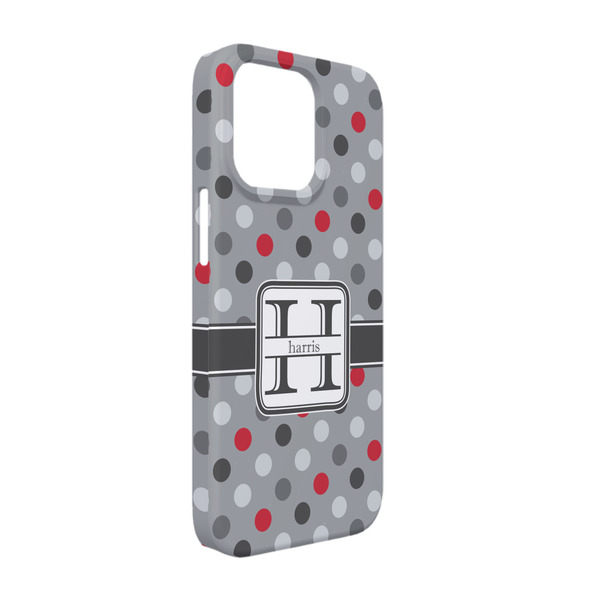 Custom Red & Gray Polka Dots iPhone Case - Plastic - iPhone 13 (Personalized)