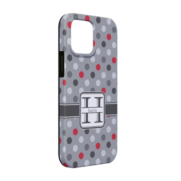 Custom Red & Gray Polka Dots iPhone Case - Rubber Lined - iPhone 13 Pro (Personalized)