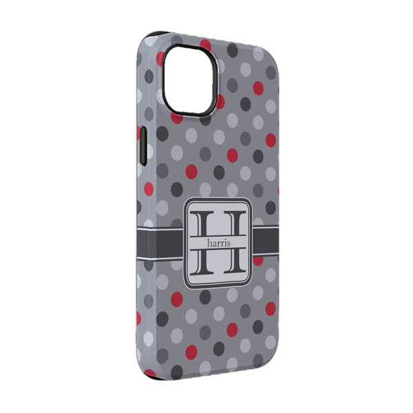 Custom Red & Gray Polka Dots iPhone Case - Rubber Lined - iPhone 14 (Personalized)