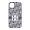 Red & Gray Polka Dots iPhone 14 Tough Case - Back