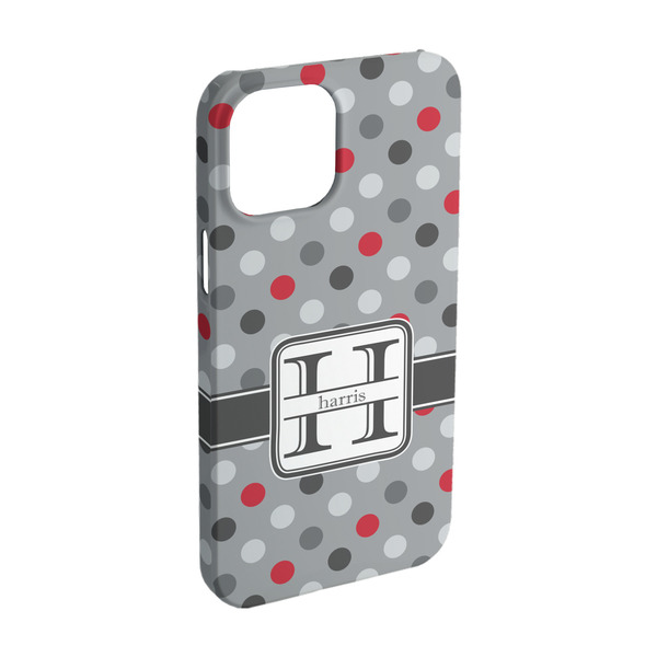 Custom Red & Gray Polka Dots iPhone Case - Plastic - iPhone 15 (Personalized)