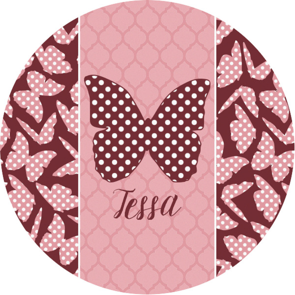 Custom Polka Dot Butterfly Multipurpose Round Labels - 1" (Personalized)