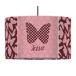 Polka Dot Butterfly 12" Drum Pendant Lamp - Fabric (Personalized)