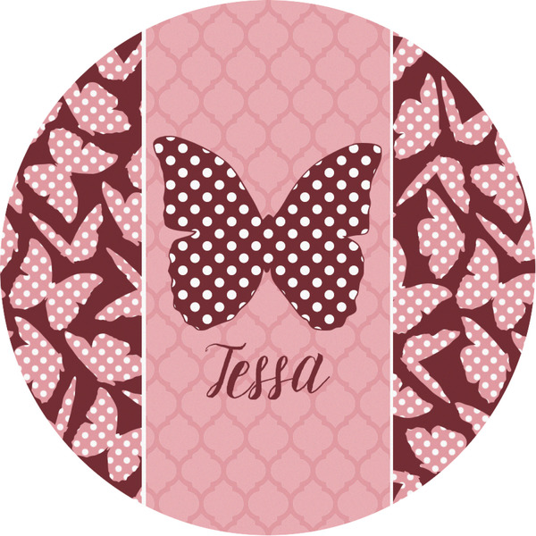 Custom Polka Dot Butterfly Multipurpose Round Labels - 3" (Personalized)