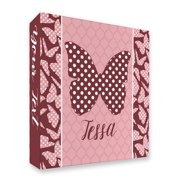 Custom Polka Dot Butterfly 3 Ring Binder - Full Wrap - 2" (Personalized)