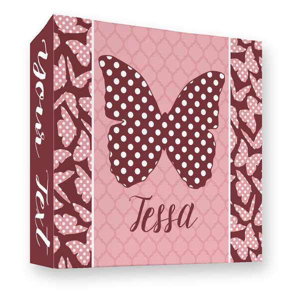 Custom Polka Dot Butterfly 3 Ring Binder - Full Wrap - 3" (Personalized)