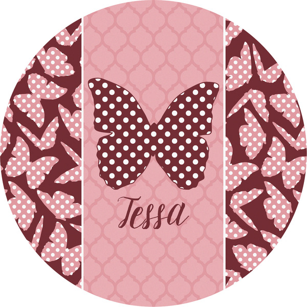 Custom Polka Dot Butterfly Multipurpose Round Labels - 5" (Personalized)