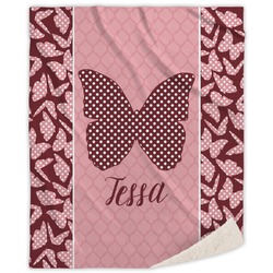 Polka Dot Butterfly Sherpa Throw Blanket - 50"x60" (Personalized)