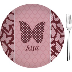 Polka Dot Butterfly Glass Appetizer / Dessert Plate 8" (Personalized)
