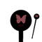 Polka Dot Butterfly Black Plastic 4" Food Pick - Round - Closeup