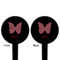 Polka Dot Butterfly Black Plastic 4" Food Pick - Round - Double Sided - Front & Back