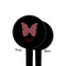 Polka Dot Butterfly Black Plastic 4" Food Pick - Round - Single Sided - Front & Back