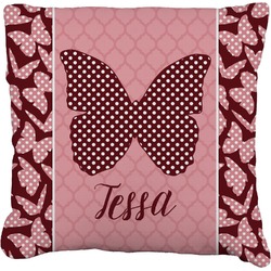 Polka Dot Butterfly Faux-Linen Throw Pillow (Personalized)