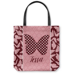 Polka Dot Butterfly Canvas Tote Bag - Large - 18"x18" (Personalized)