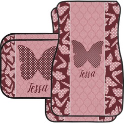 Polka Dot Butterfly Car Floor Mats Set - 2 Front & 2 Back (Personalized)