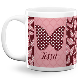 Polka Dot Butterfly 20 Oz Coffee Mug - White (Personalized)