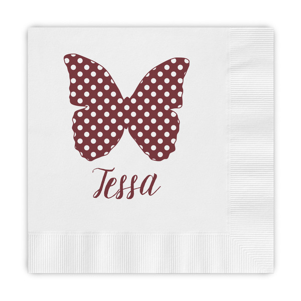 Custom Polka Dot Butterfly Embossed Decorative Napkins (Personalized)