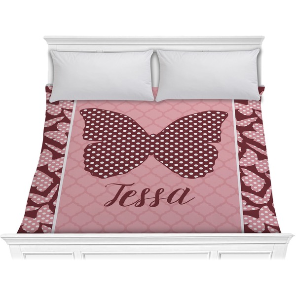 Custom Polka Dot Butterfly Comforter - King (Personalized)