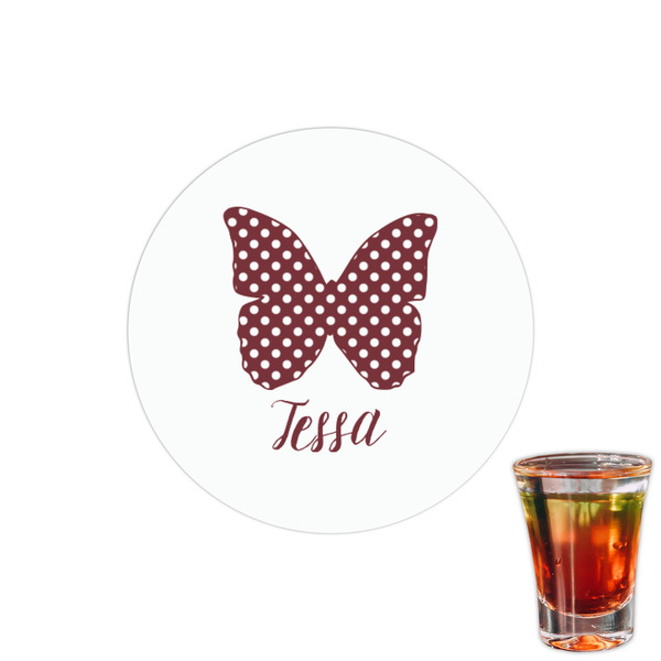 Custom Polka Dot Butterfly Printed Drink Topper - 1.5" (Personalized)