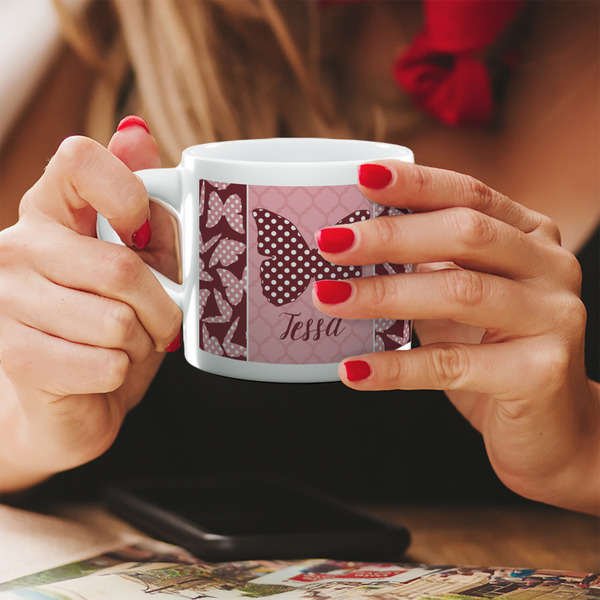 Custom Polka Dot Butterfly Double Shot Espresso Cup - Single (Personalized)