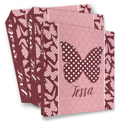 Polka Dot Butterfly 3 Ring Binder - Full Wrap (Personalized)