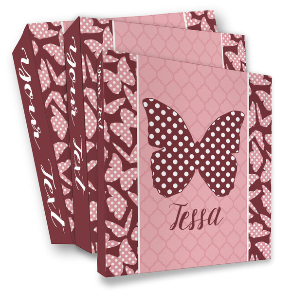 Custom Polka Dot Butterfly 3 Ring Binder - Full Wrap (Personalized)