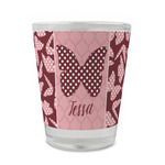 Polka Dot Butterfly Glass Shot Glass - 1.5 oz - Single (Personalized)