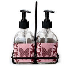 Polka Dot Butterfly Glass Soap & Lotion Bottle Set (Personalized)